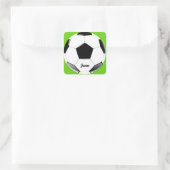 Sticker Carré Boule de soccer avec nom Lime Green (Sac)
