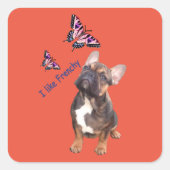 Sticker Carré Bouledogue français papillon bulldog (Devant)