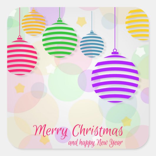 Sticker Carré Boules de Noël colorées (Devant)