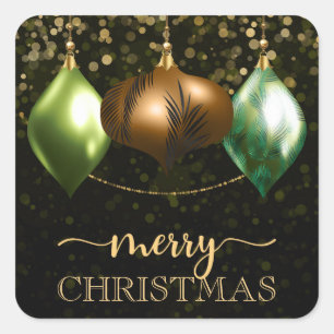 Sticker Carré Boules de Noël élégantes Safari Jungle Joyeux Noël