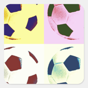Sticker Carré Boules de soccer pop art
