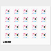 Sticker Carré Bounce Jump Trampoline Anniversaire Fille Party (Feuille)