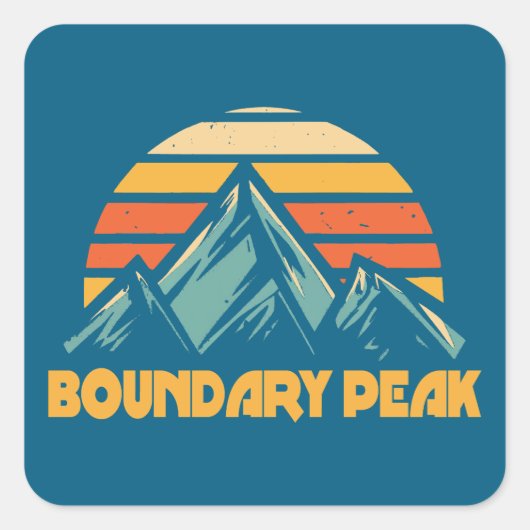 Sticker Carré Boundary Peak Nevada Retro Turquoise (Devant)