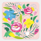 Sticker Carré Bouquet coloré. (Devant)