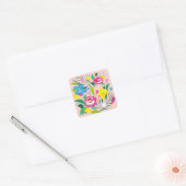 Sticker Carré Bouquet coloré. (Enveloppe)