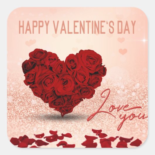 Sticker Carré Bouquet de coeur du Rose de la Saint-Valentin - St (Devant)