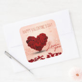 Sticker Carré Bouquet de coeur du Rose de la Saint-Valentin - St (Enveloppe)