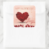 Sticker Carré Bouquet de coeur du Rose de la Saint-Valentin - St (Sac)