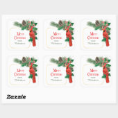 Sticker Carré Bouquet de cônes de pin Cardinal Rouge Noël (Feuille)