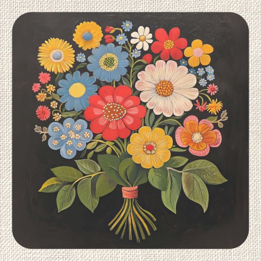Sticker Carré Bouquet de fleurs