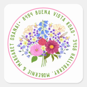 Sticker Carré Bouquet de fleurs