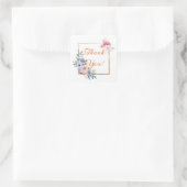 Sticker Carré Bouquet de fleurs aquarelle pastel Merci (Sac)