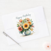 Sticker Carré Bouquet de fleurs d'aquarelle (Enveloppe)