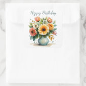 Sticker Carré Bouquet de fleurs d'aquarelle (Sac)