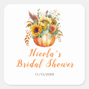 Sticker Carré Bouquet de fleurs de citrouille pour la douche de 