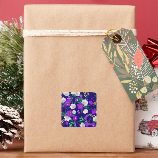 Sticker Carré Bouquet de fleurs de printemps rustique (vacances)