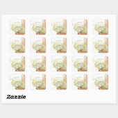 Sticker Carré Bouquet de fleurs mariées modifiable mariage- Merc (Feuille)