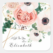 Sticker Carré Bouquet de fleurs roses sur mesure (Devant)