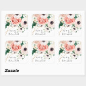 Sticker Carré Bouquet de fleurs roses sur mesure (Feuille)