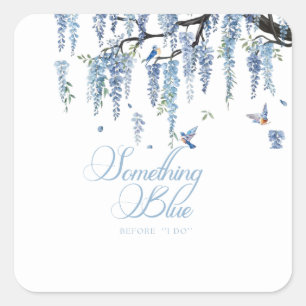 Sticker Carré Bouquet de fleurs sauvages bleues pour la fête de