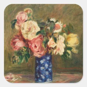 Sticker Carré Bouquet de Roses par Pierre-Auguste Renoir Classic