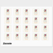 Sticker Carré Bouquet de roses roses, orange et blanches Bougie  (Feuille)