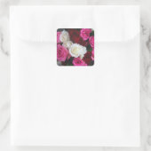 Sticker Carré Bouquet de roses roses roses, blanches et rouges - (Sac)