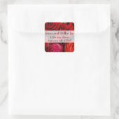 Sticker Carré Bouquet de Roses rouges Mariage Adresse de retour  (Sac)