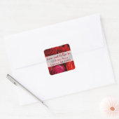 Sticker Carré Bouquet de Roses rouges Mariage Adresse de retour  (Enveloppe)