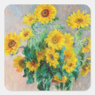 Sticker Carré Bouquet de tournesols Claude Monet