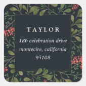 Sticker Carré Bouquet d'hiver | Adresse de retour de vacances (Devant)