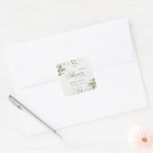 Sticker Carré Bouquet Floral de Verdure Blanc Rustique pour Mari (Enveloppe)