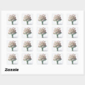 Sticker Carré Bouquet floral rose pieds bébé (Feuille)