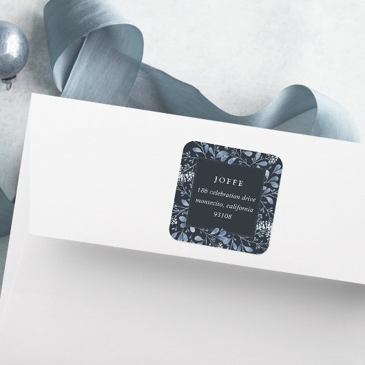 Sticker Carré Bouquet hiver Adresse de retour