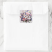 Sticker Carré Bouquet mariage blanc rose pourpre (Sac)