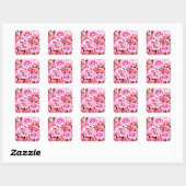 Sticker Carré Bouquet rose (Feuille)