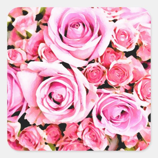 Sticker Carré Bouquet rose (Devant)