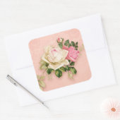 Sticker Carré Bouquet Rose & Blanc Élégant Rose (Enveloppe)