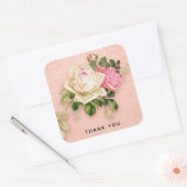 Sticker Carré Bouquet rose et rose blanche (Enveloppe)