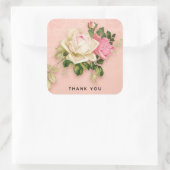 Sticker Carré Bouquet rose et rose blanche (Sac)