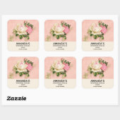 Sticker Carré Bouquet Rose & White Rose (Feuille)