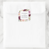 Sticker Carré Bourgogne Blush Rose Peach Gold Wedding Favoriser (Sac)