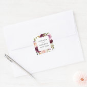 Sticker Carré Bourgogne Blush Rose Peach Gold Wedding Favoriser (Enveloppe)