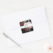 Sticker Carré Bourgogne et Merci floral rose - Noir (Enveloppe)