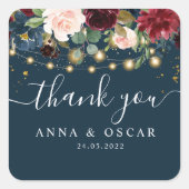 Sticker Carré Bourgogne rustique Bleu marine et Rouge  Fleurs  e (Devant)