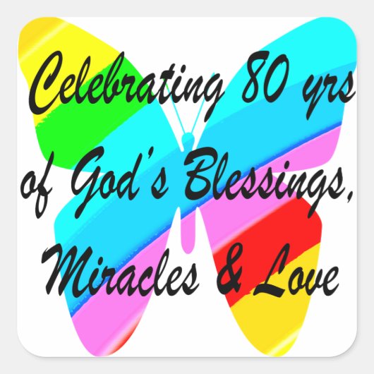 STICKER CARRÉ BOUTEILLE COLORÉE 80E ANNIVERSAIRE (Devant)