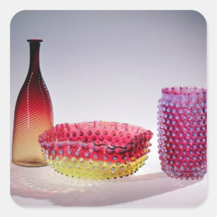 Sticker Carré Bouteille d'Amberina, Nouvelle Angleterre Glass