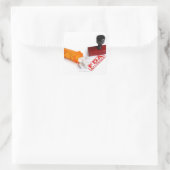 Sticker Carré Bouteille de pilules et timbre caoutchouc approuvé (Sac)