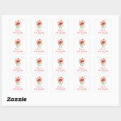Sticker Carré Bouteille Mason anniversaire Coquelicots Rouges (Feuille)