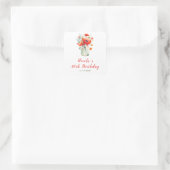 Sticker Carré Bouteille Mason anniversaire Coquelicots Rouges (Sac)